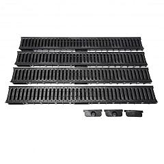 Actie Drain | WS | Met PE rooster incl 2x eindkap/uitloop 1x dicht | Doos á 4 stuks