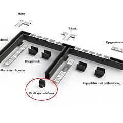 Aquadrain afvoergoot eindstuk met 50 mm afvoer 65/10