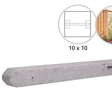 Betonpaal stampbeton 10 x 10 x 280 cm, grijs tussenpaal t.b.v. recht scherm.