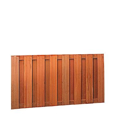 Hardhouten plankenscherm 17 planks 14 mm recht verticaal 180 x 90 cm.