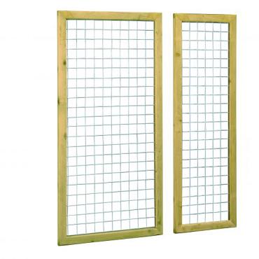 Grenen betonijzertrellis met maas 7,5 x 7,5 cm, in raamwerk 4,4 x 6,8 cm, 90 x 180 cm, groen geïmpregneerd.