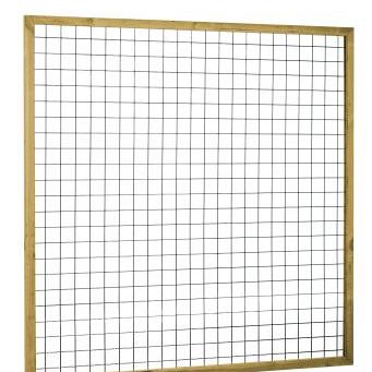 Eco gaastrellis met maas 7,5 x 7,5 cm, in grenen raamwerk 4,5 x 4,5 cm, 180 x 180 cm, groen geïmpregneerd.