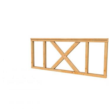 Hekwerk met kruis douglas type A, 178,5 x 73 cm, transparant gespoten.