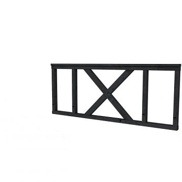 Hekwerk met kruis douglas type A, 178,5 x 73 cm, zwart geïmpregneerd.