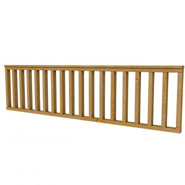 Hekwerk recht douglas type C, 278,5 x 73 cm, groen geïmpregneerd.