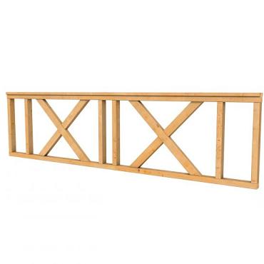 Hekwerk met kruis douglas type C, 278,5 x 73 cm, transparant gespoten.