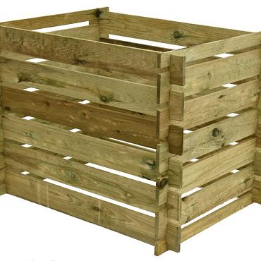 Compostsilo fijnbezaagd grenen 70 x 100 x 70 cm, groen geïmpregneerd.