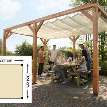 Douglas pergola houtpakket 324 x 324 cm t.b.v. schaduwdoek 290 x 300 cm, kleurloos geïmpregneerd.