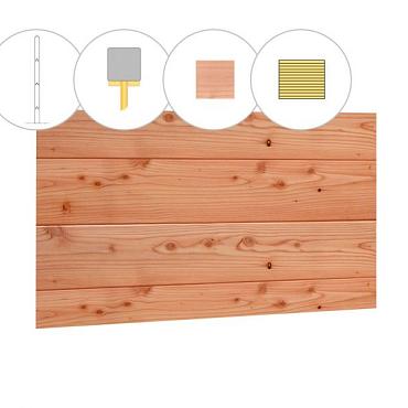Blokhutprofiel douglas wand D, 328,5 x 224 cm, onbehandeld.