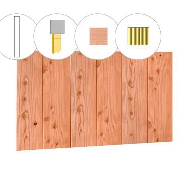 Halfhouts rabat douglas enkelzijdige achterwand D, 328,5 x 125 cm, onbehandeld.