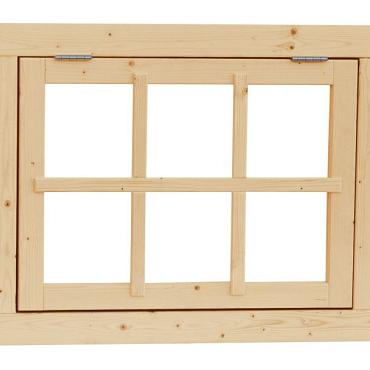 Vuren 6-ruits uitzetraam, 89,9 x 70,3 cm, onbehandeld.