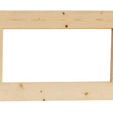 Vuren vast raam met helder glas, 71,2 x 43,8 cm, onbehandeld.