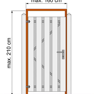 Tuindeurkozijn hardhout met aanslaglat, max. 160 cm breed.