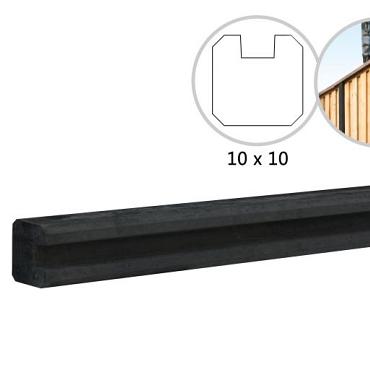 Betonpaal glad met vellingkant, v.z.v. sleuf, 10 x 10 x 270 cm, antraciet, ongecoat, eindpaal.