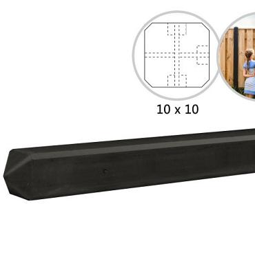 Betonpaal met diamantkop t.b.v. betonplaten met motief 10 x 10 x 275 cm, antraciet gecoat t-paal.