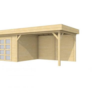 Vuren Topvision Bosuil, 300 x 300 en luifel 400 cm, kleurloos geïmpregneerd.