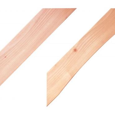 Douglas geschaafde schoor, gebogen, 6 x 14 x 77 cm, onbehandeld.