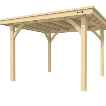 Buitenverblijf plat dak Excellent I, vuren, basismodel L/C, 307x307 cm, onbehandeld.