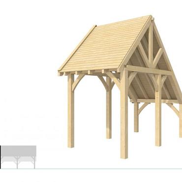 Buitenverblijf kapschuur Excellent Modulair, vuren, linkerdeel XXL/A, 207x399 cm, kleurloos geïmpregneerd.