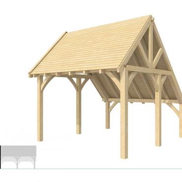 Buitenverblijf kapschuur Excellent Modulair, vuren, linkerdeel XXL/D, 357x399 cm, onbehandeld.