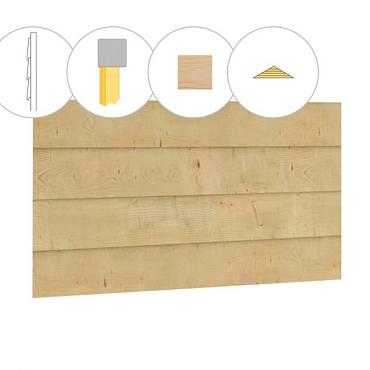 Zweeds rabat vuren enkelzijdige topgevel t.b.v. zadeldak Excellent L, onbehandeld.