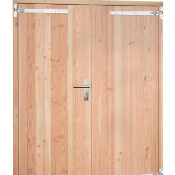 Douglas dubbele dichte deur inclusief kozijn, 168 x 201 cm, onbehandeld.