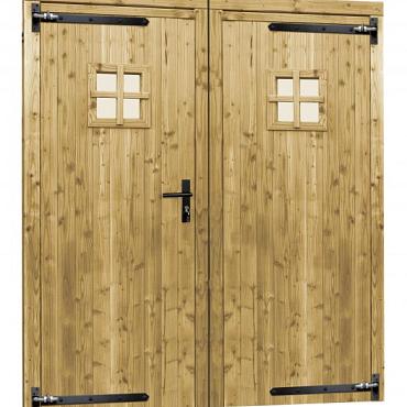 Douglas dubbele 1-ruits deur inclusief kozijn, 168 x 201 cm, groen geïmpregneerd.