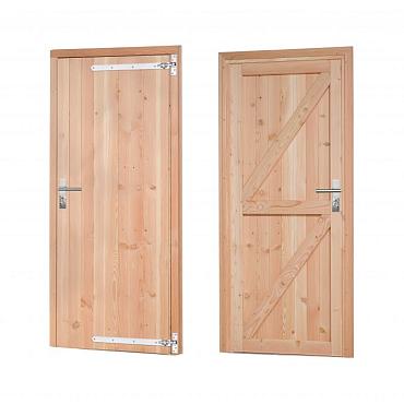 Douglas enkele dichte deur inclusief kozijn, rechtsdraaiend, 90 x 201 cm, onbehandeld.