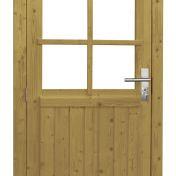 Vuren enkele 6-ruits deur inclusief kozijn, linksdraaiend, 90 x 201 cm, groen geïmpregneerd.