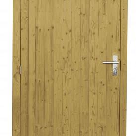 Vuren enkele dichte deur extra breed inclusief kozijn, linksdraaiend, 112 x 201 cm, groen geïmpregneerd.