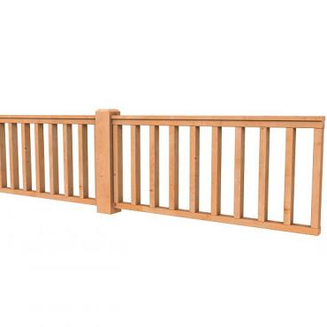 Hekwerk recht douglas type D, 328,5 x 73 cm, kleurloos geïmpregneerd.