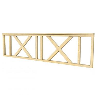 Hekwerk met kruis vuren type C, 278,5 x 73 cm, onbehandeld.