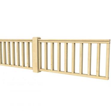 Hekwerk recht vuren type D, 328,5 x 73 cm, kleurloos geïmpregneerd.