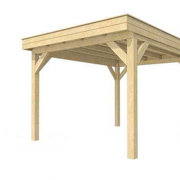 Buitenverblijf plat dak Premium I, vuren, basismodel XXL/C, 307x399 cm, onbehandeld.