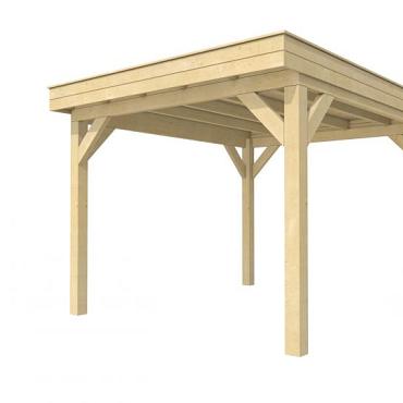 Buitenverblijf plat dak Premium I, vuren, basismodel XL/C, 307x357 cm, kleurloos geïmpregneerd.