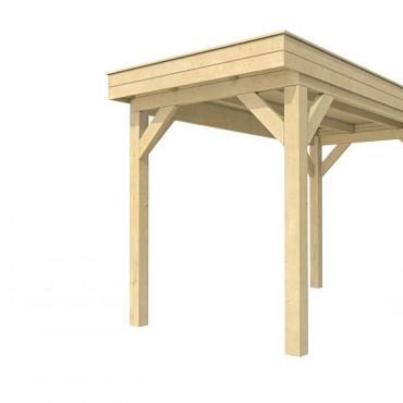 Buitenverblijf plat dak Premium I, vuren, basismodel XXL/A, 207x399 cm, onbehandeld.