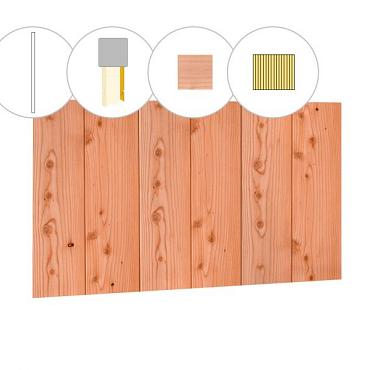 Halfhouts rabat plankenset douglas bij wand E, 371 x 224 cm, onbehandeld.