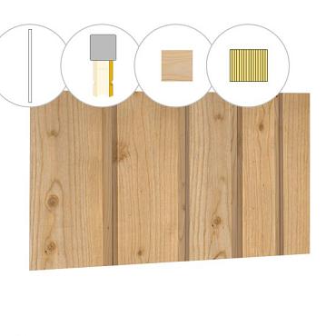 Banddeel plankenset vuren bij wand B, 228,5 x 224 cm, onbehandeld.