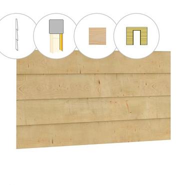 Zweeds rabat plankenset vuren bij voorwand B, t.b.v. enkele deur, 228,5 x 285 cm, onbehandeld.