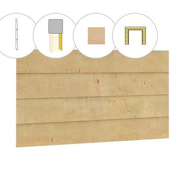 Zweeds rabat plankenset vuren bij voorwand B, t.b.v. dubbele deur, 228,5 x 285 cm, onbehandeld.