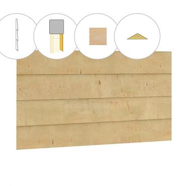 Zweeds rabat plankenset vuren bij topgevel t.b.v. zadeldak Excellent L, onbehandeld.