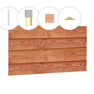 Zweeds rabat plankenset douglas bij topgevel t.b.v. zadeldak Excellent XXL, onbehandeld.