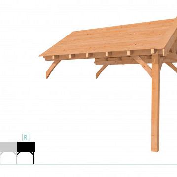 Buitenverblijf met zadeldak Excellent Modulair, douglas, rechterdeel L/D, 343x307 cm, onbehandeld.