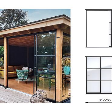 Industriële schuifwand B, 228,5 x 224 cm.