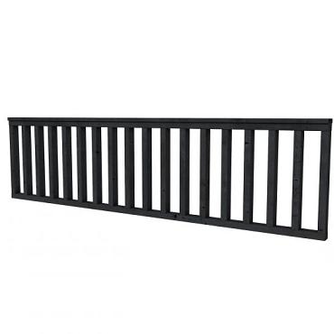 Hekwerk recht douglas type C, 278,5 x 73 cm, zwart geïmpregneerd.