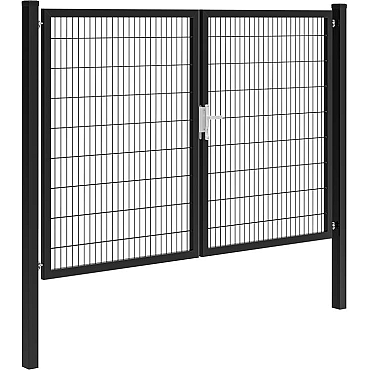 Hillfence metalen dubbele poort Premium-line inclusief slot, 300 x 180 cm, zwart.