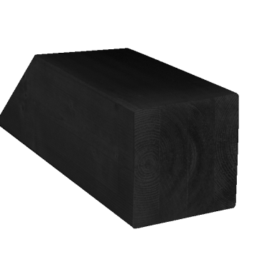 Vuren geschaafde paal verlijmd 12 X 12 X 250 cm, zwart gedompeld.