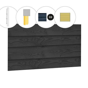 Zweeds rabat douglas enkelzijdige wand D, 328,5 x 224 cm, zwart geïmpregneerd.