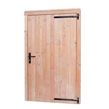 Douglas enkele deur extra hoog en breed met zwart beslag, rechtsdraaiend, 110 x 214 cm, kleurloos geïmpregneerd.