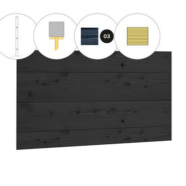 Blokhutprofiel douglas wand D, 328,5 x 224 cm, zwart geïmpregneerd.